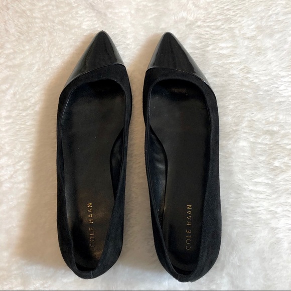 Cole Haan Leather Suede Toe Flats w Glossy Toe - Picture 1 of 4